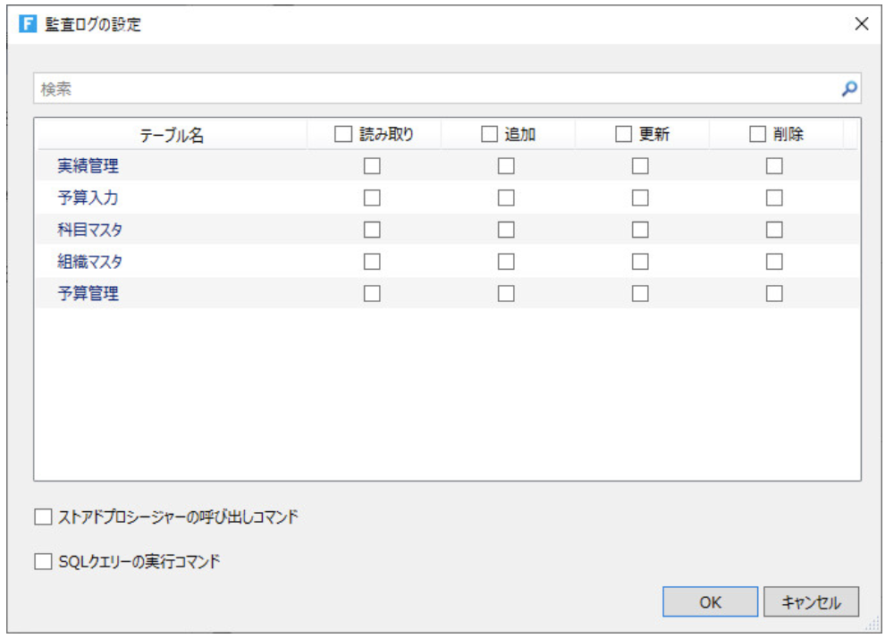 監査ログの設定画面