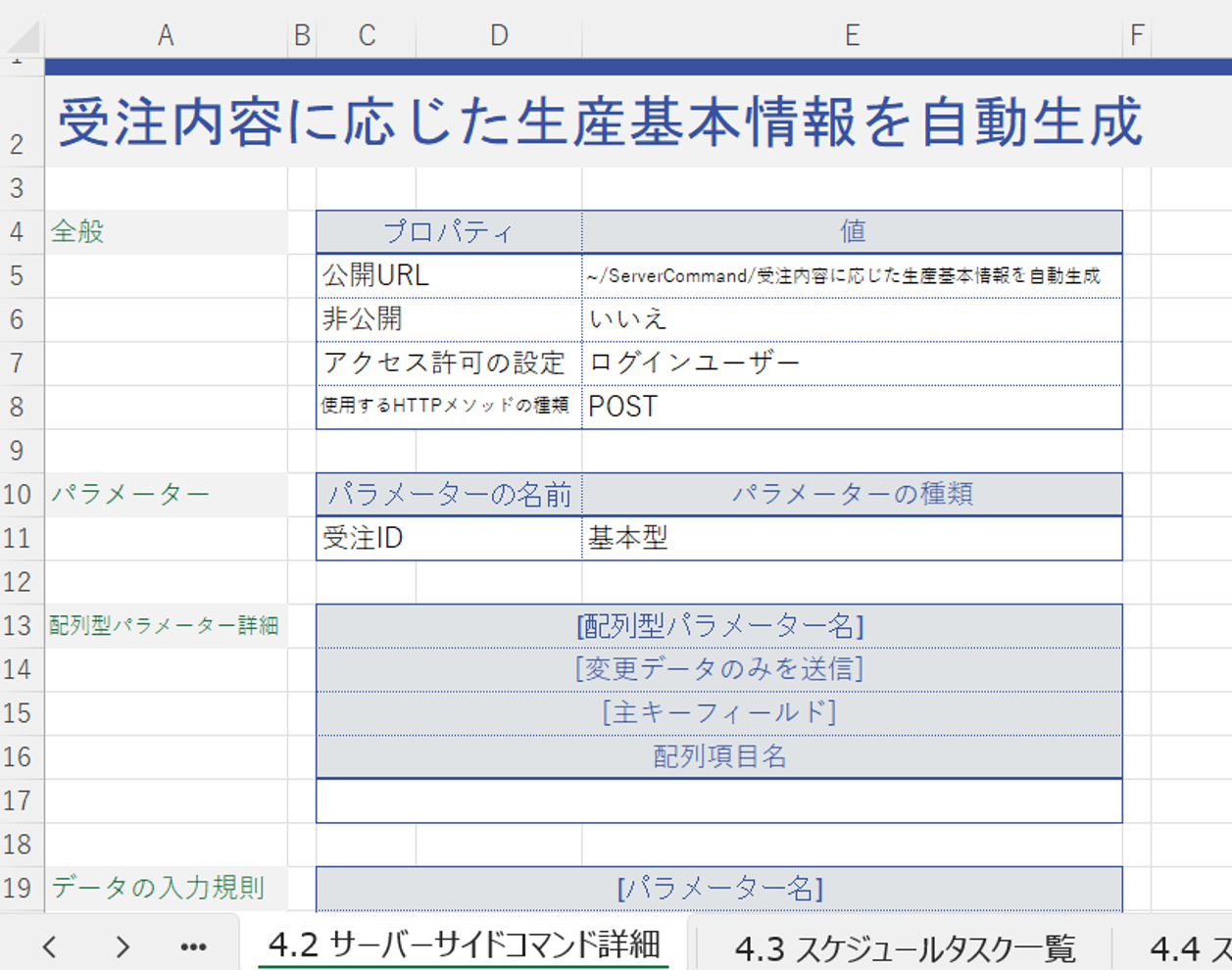 サーバーサイドコマンド詳細シート