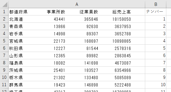 空白区切りの例