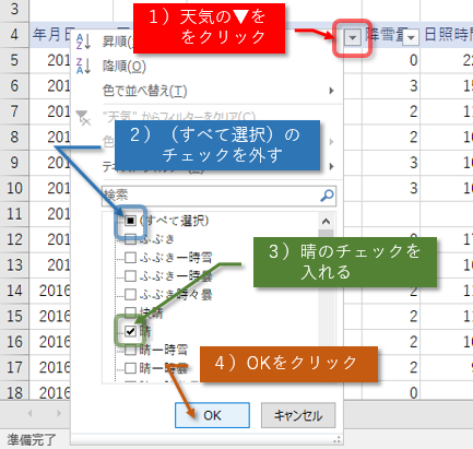 晴以外の絞り込み