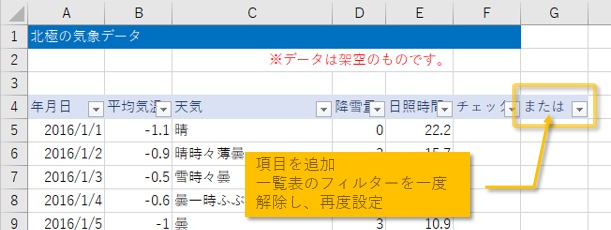 またはでのフィルター手順1