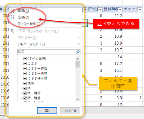 フィルターでできること