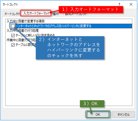 インターネットとネットワークのアドレスをハイパーリンクに変更する